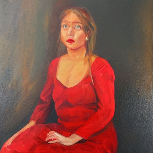 Kehotteella &ldquo;oil on canvas portrait caucasian woman red dress&rdquo;