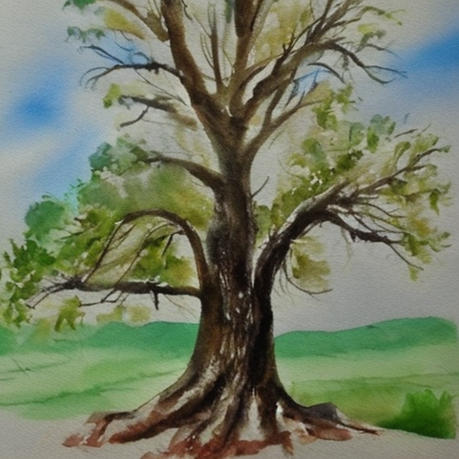 &ldquo;watercolor, oak tree&rdquo;